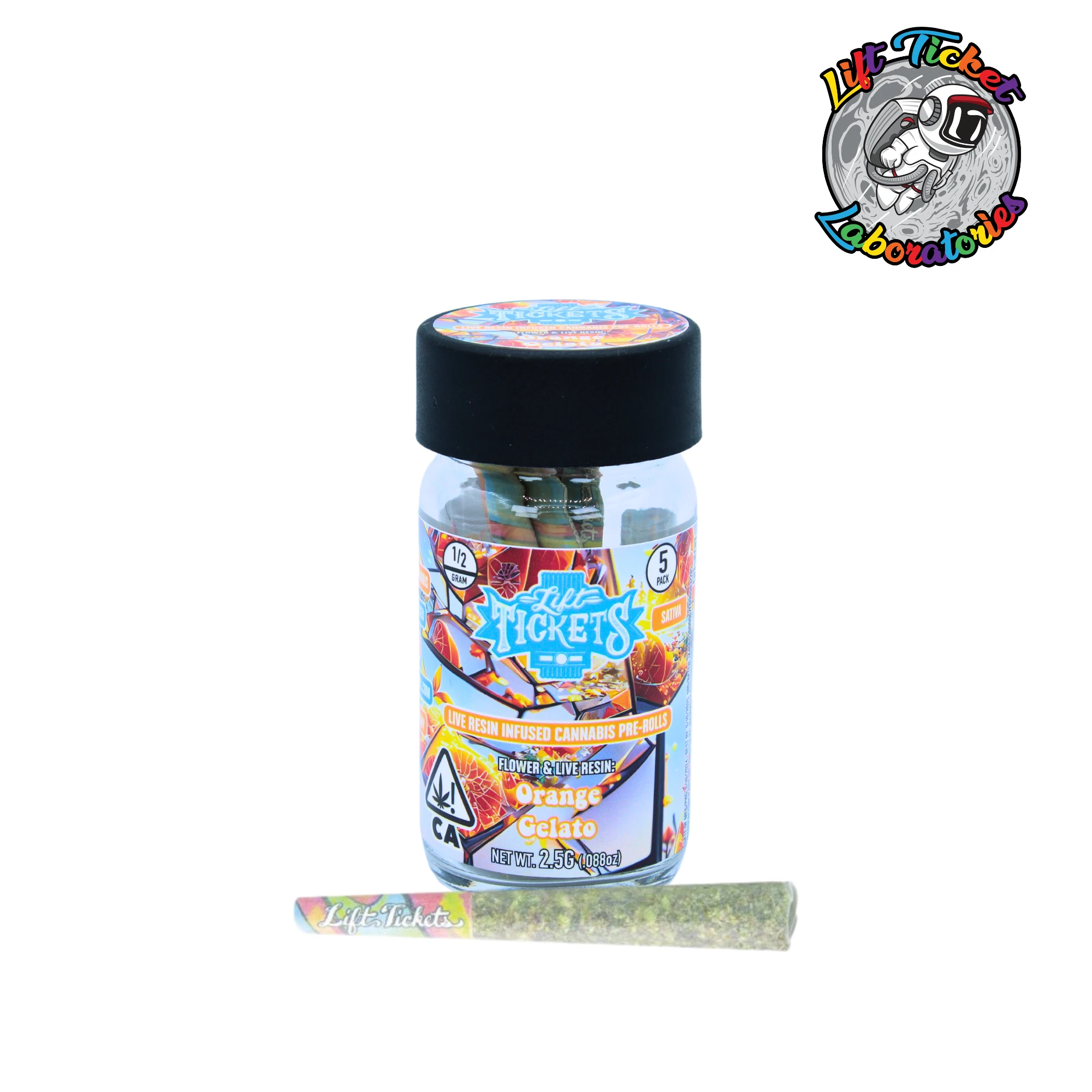 Lift Tickets - Orange Gelato Live Resin Infused Pre-Roll Pack (5pk) Main Image