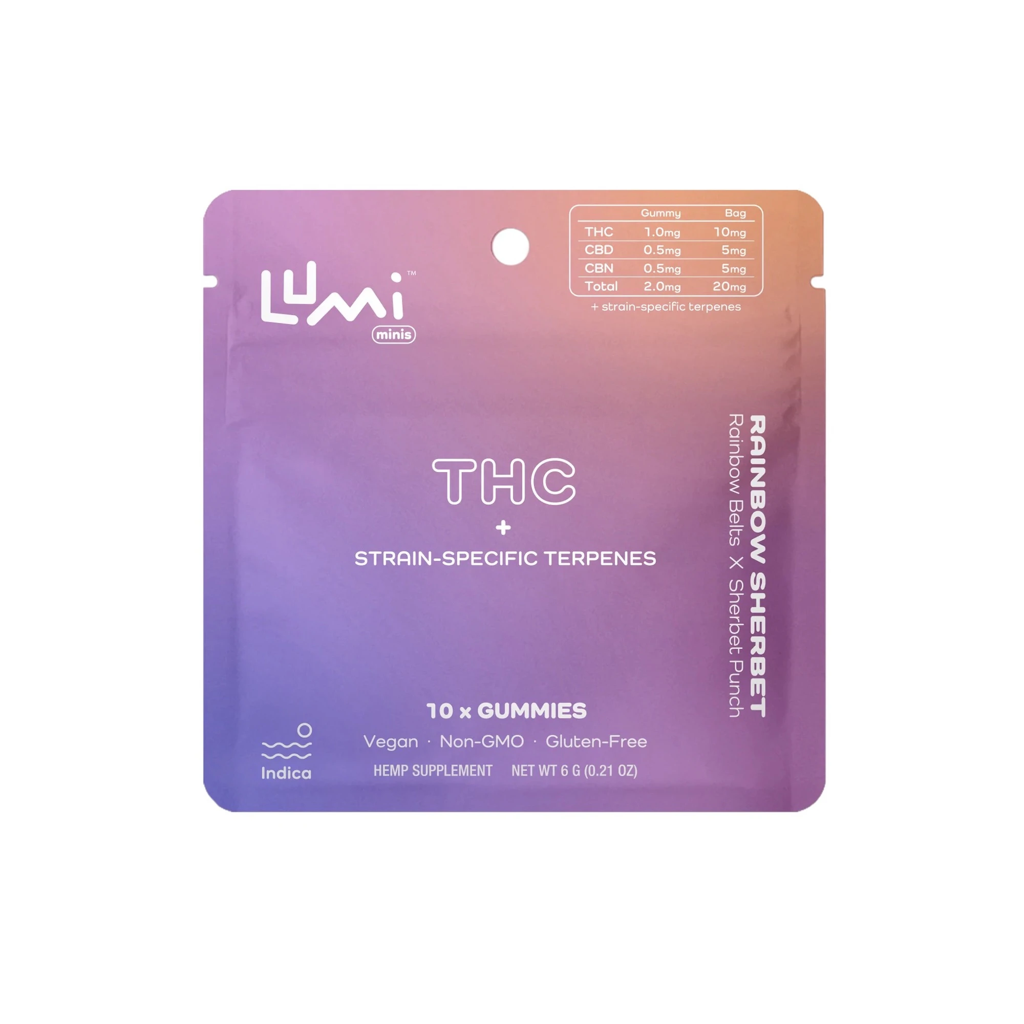 Lumi Gummies - Rainbow Sherbet (Indica) - 10ct Bags of Lumi Minis Main Image