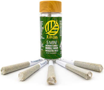 LIVIN SOLVENTLESS - Black Gold Gelatti 2.5g 5 Pack Bubble Hash Infused Mini Pre-Rolls - Livin Solventless