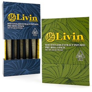 LIVIN SOLVENTLESS - The Sunset 5g Bubble Hash Infused 5 Pack Pre-Rolls - Livin Solventless