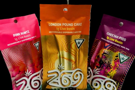 269 CANNABIS - 269 Cannabis - Disposable Vape Cart - London Pound Cake Live Resin - 1g