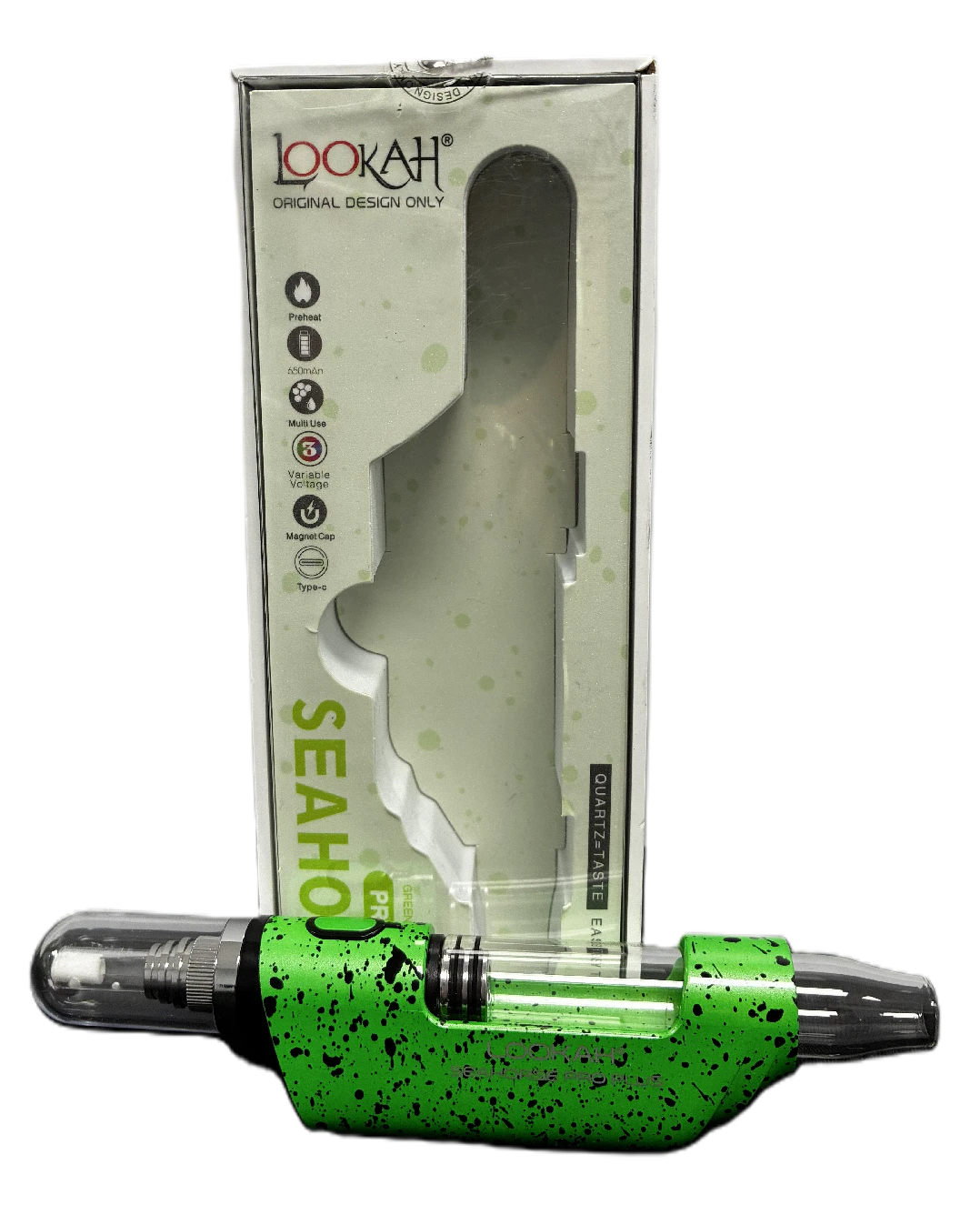 Lookah - Lookah Seahorse | Pro Plus | Dab Vaporizer | Green/Black Spatter Main Image