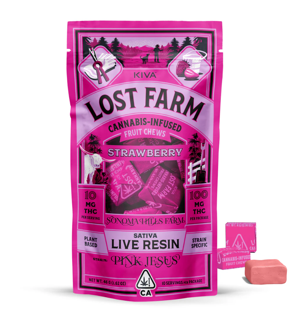 Lost Farm - Lost Farm - 100mg Chews - Strawberry - Pink Jesus Main Image