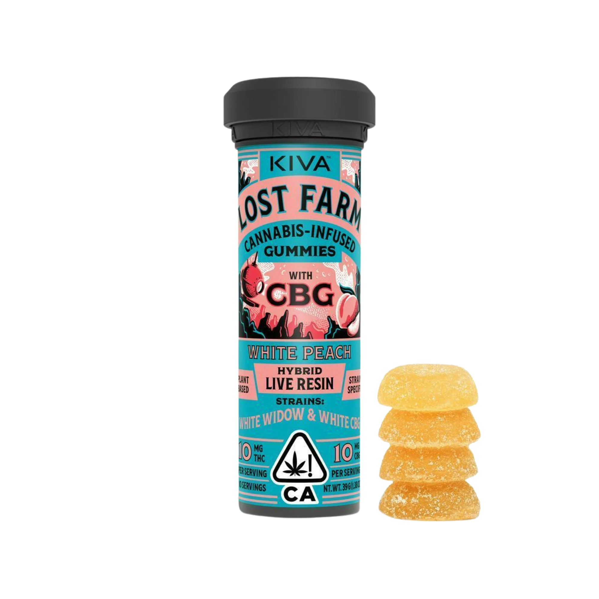 Lost Farms - Lost Farm  | White Peach White Widow x White CBG | Live Resin Gummies | [200mg] 10pk 1:1 THC:CBG | Sativa Main Image