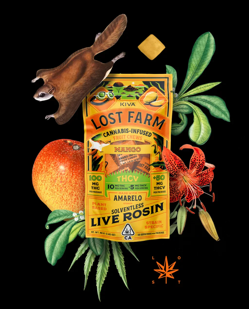 Lost Farm - [Lost Farm] Live Rosin THCV Chews - 100mg -  10:5 THC:THCV Mango Amarelo (S) Main Image
