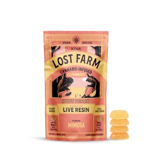 Kiva Confections - Kiva - Lost Farms - Juicy Peach x Mimosa - 100MG - Sativa Dominant - Edible Gummies