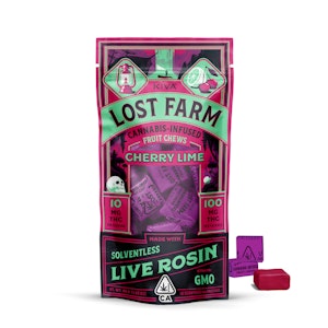 LOST FARM - Cherry Lime (Live Rosin Infused) Fruit Chews - 100mg (I) - Lost Farms