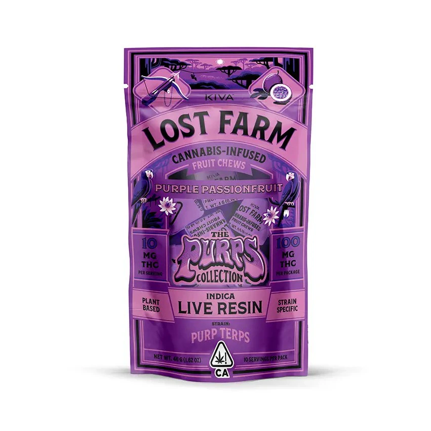Kiva Lost Farm - Lost Farm - 100mg Chews (Purple Passionfruit-Indica) Main Image
