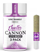 Jeeter-Solventless Baby Cannon-3 pack-Love Triangle-Live Rosin-Infuse Pre Roll-Indica-Ceramic Tip-44.38%-1.5G