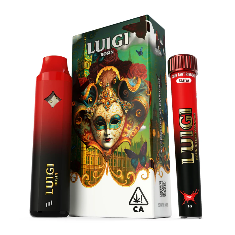 Luigi - Luigi | Sour Tart Ribbons | Rosin All-In-One Vape 1g + Infused Bubble Hash Rosin Preroll Blunt 1g Main Image