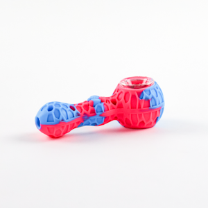 Luvbuds - 4.25" Silicone Hand Pipe w/Glass Bowl, Storage and Dabber