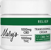 [Mary’s Medicinals] Transdermal Cream - 1000mg - 1:1 NO FRAGRANCE