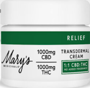  [Mary’s Medicinals] Transdermal Cream - 1000mg - 1:1 NO FRAGRANCE