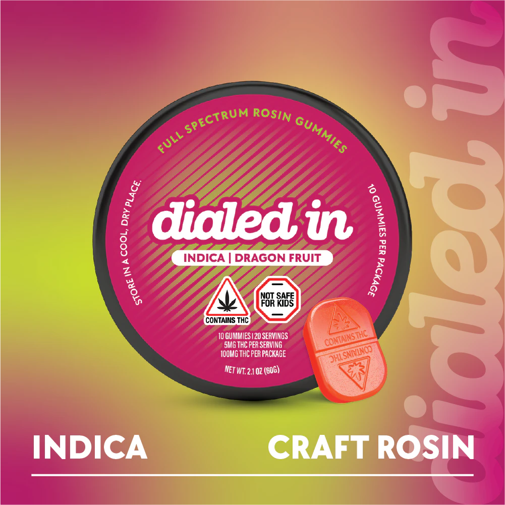 dialed in - Dragon Fruit | Classic Indica Rosin Gummies 100mg | TAX INCLD Main Image