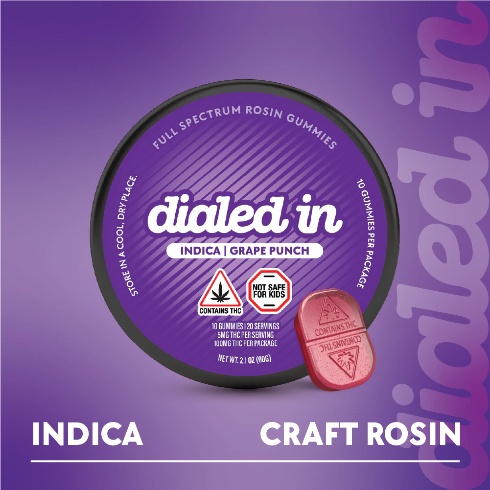 dialed in - Grape Punch | Classic Indica Rosin Gummies 100mg | TAX INCLD Main Image