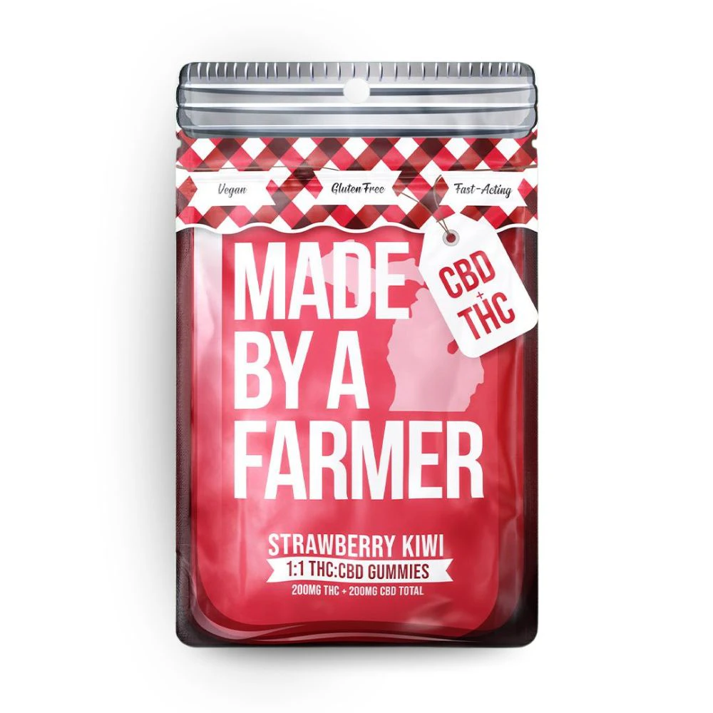 Made By A Farmer - Strawberry Kiwi 1:1 THC:CBD 200mg Full-Spectrum Nano Gummies (10x20mg) - MADE BY A FARMER Main Image