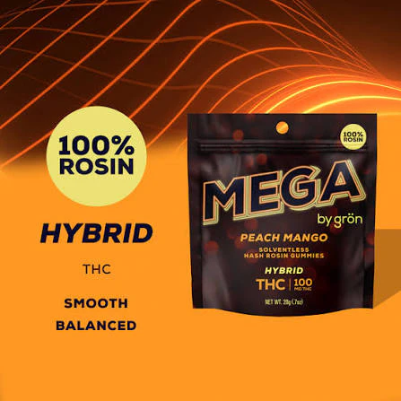 MEGA - MEGA - Peach Mango Rosin Hybrid Gummies - 100mg - 1ct Main Image