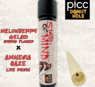 STATE OF MIND | PreRoll | INFUSED | MELONBERRY GELATO x AMNESIA HAZE LIVE RESIN | 1G