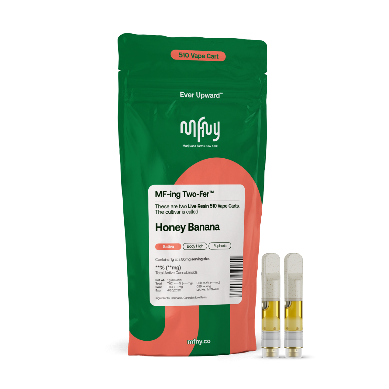 Honey Banana Live Resin Cartridges - 2pk x 0.5g - Vape