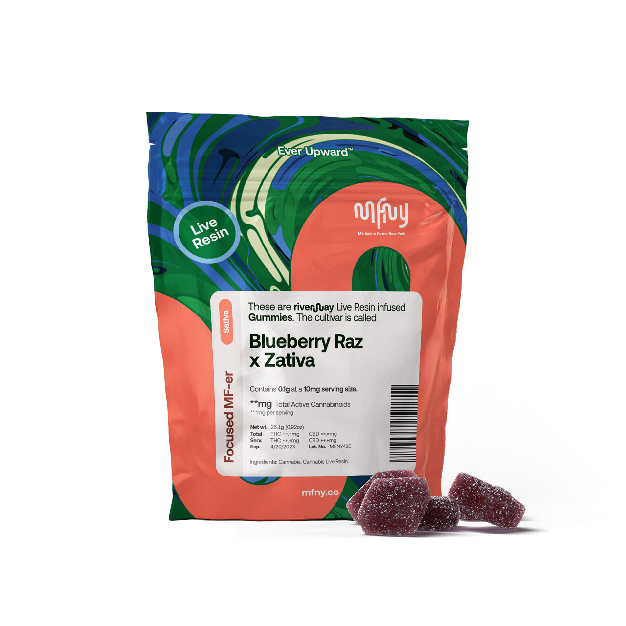 Blueberry Raz x Zativa Live Resin 10pk - 100mg - Edible