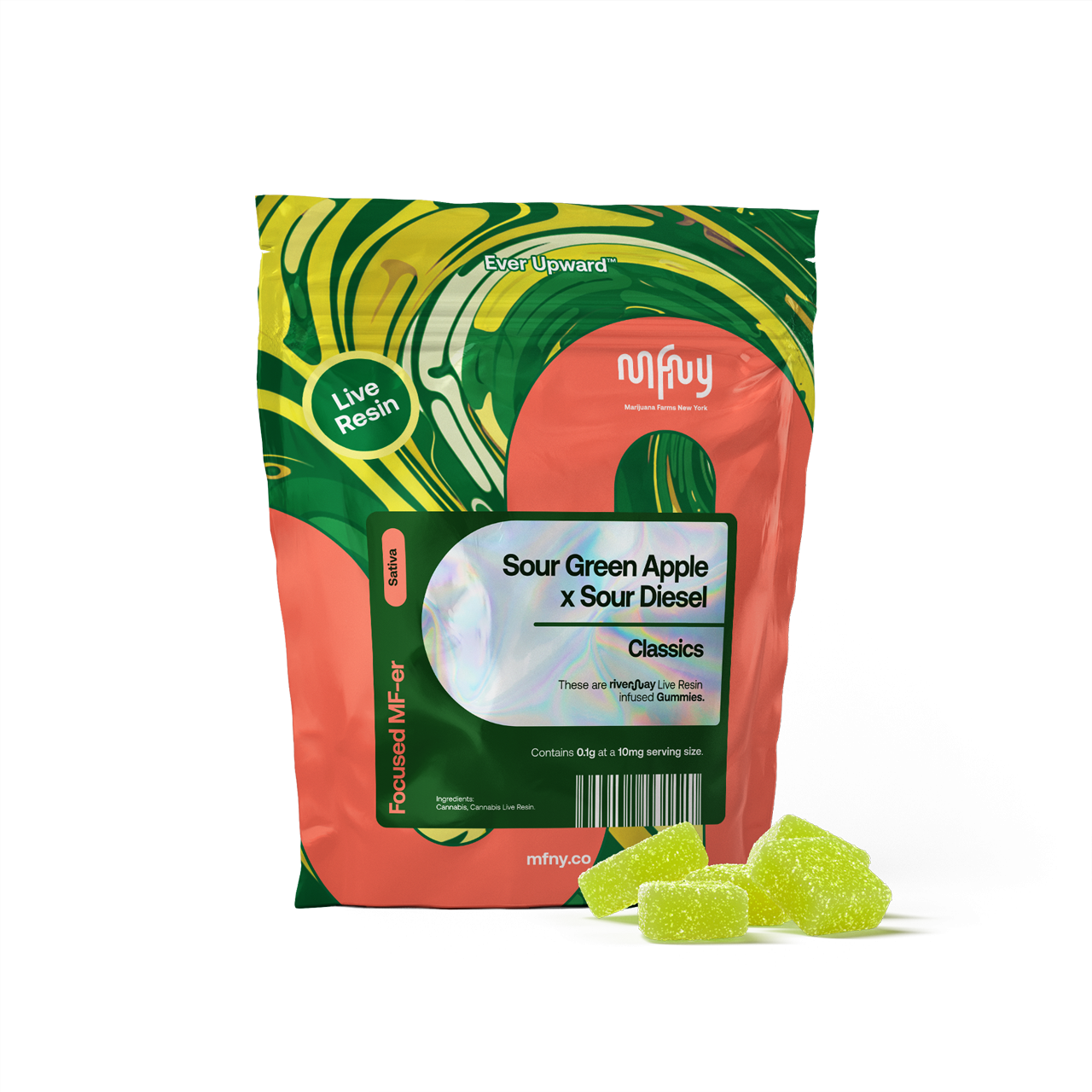 Sour Green Apple x Sour Diesel Live Resin 10pk - 100mg - Edible