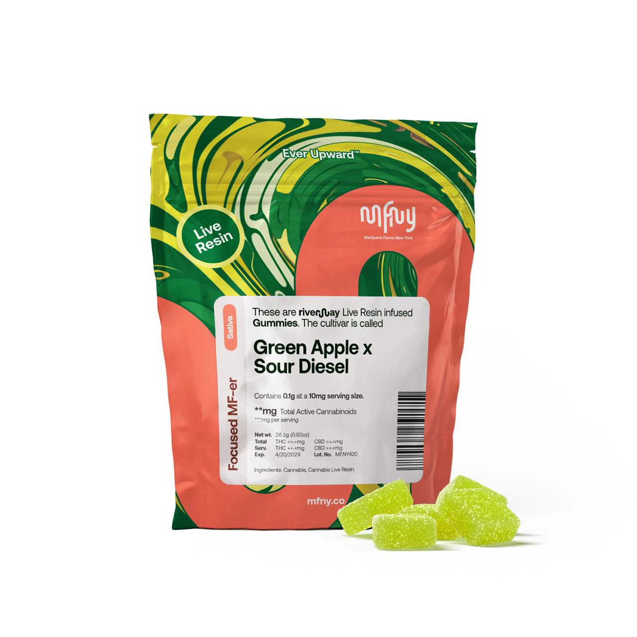 MFNY - MFNY | Sour Green Apple x Sour Diesel | Live Resin | Gummies | 10pk | 100mg Main Image