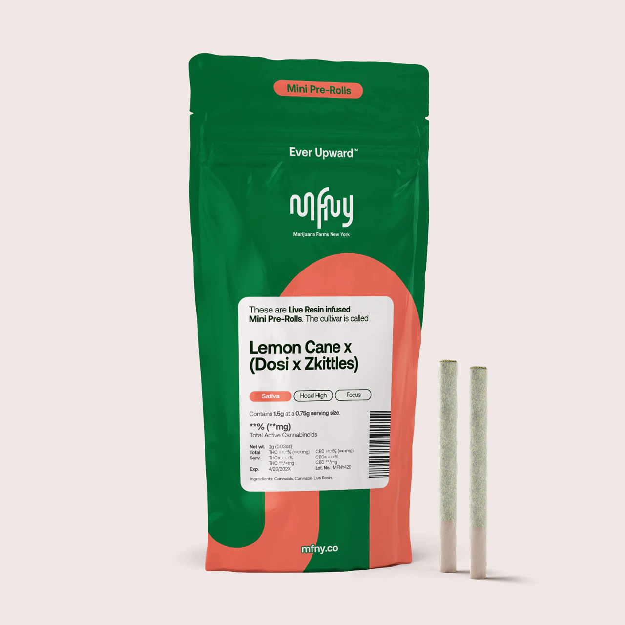 MFNY - Lemon Cane #5 x Dosi x Zkittles 2 Pack .75G Live Resin Infused Pre Rolls (1.5G) Main Image
