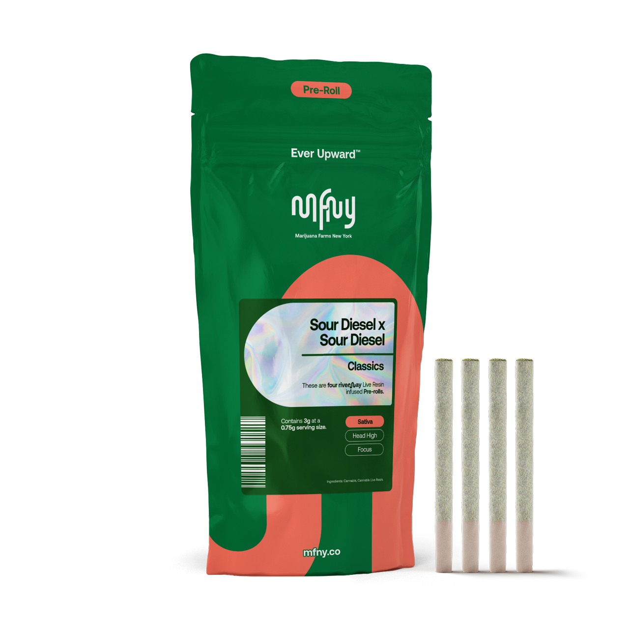 Sour Diesel x Sour Diesel Live Resin 4pk - 3g - Preroll