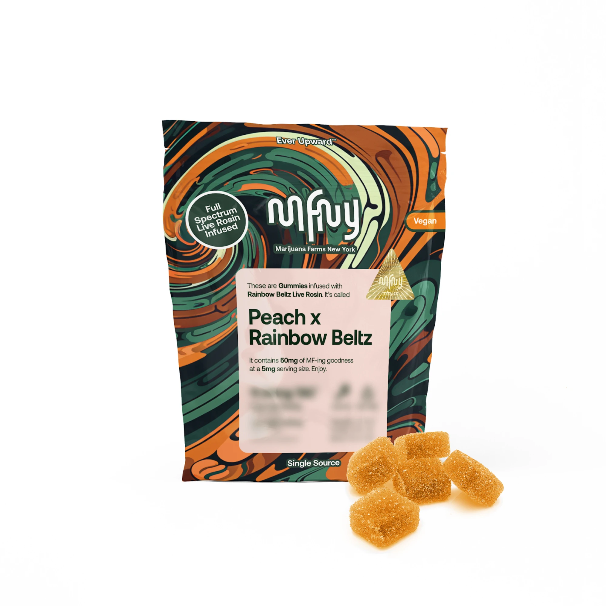 MFNY - MFNY-Live Rosin Gummies- Peach x Rainbow Beltz 5mg/10pack Main Image