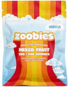 ZOOBIES - Mixed Fruit 1:1 THC:CBD Gummies (Indica) 10pk 100mg