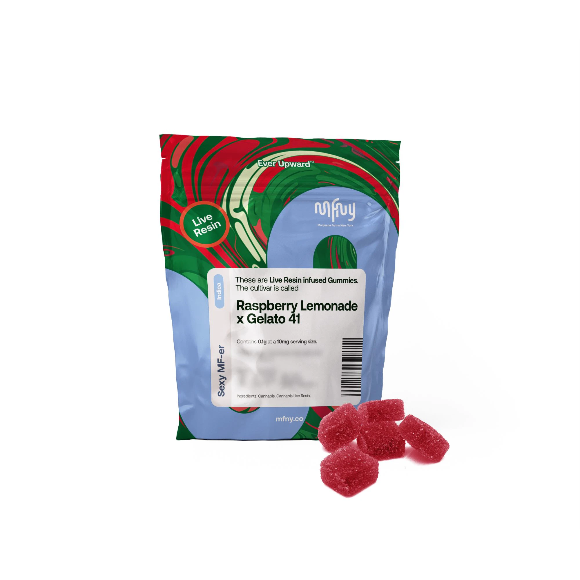 MFNY - Raspberry Lemonade x Gelato 41 | Live Resin Gummies | 100mg/10 Pieces | MFNY Main Image