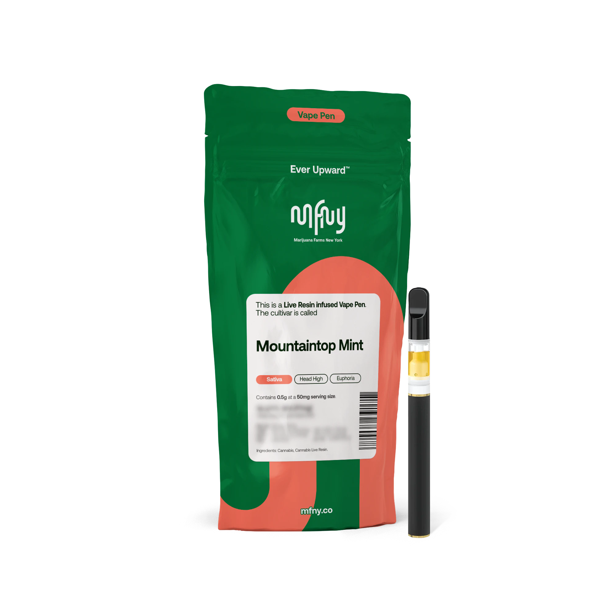 MFNY - MFNY- Mountain Top Mint - Live Resin - 75.49% THC - 0.5g AIO - Vape Pen Main Image