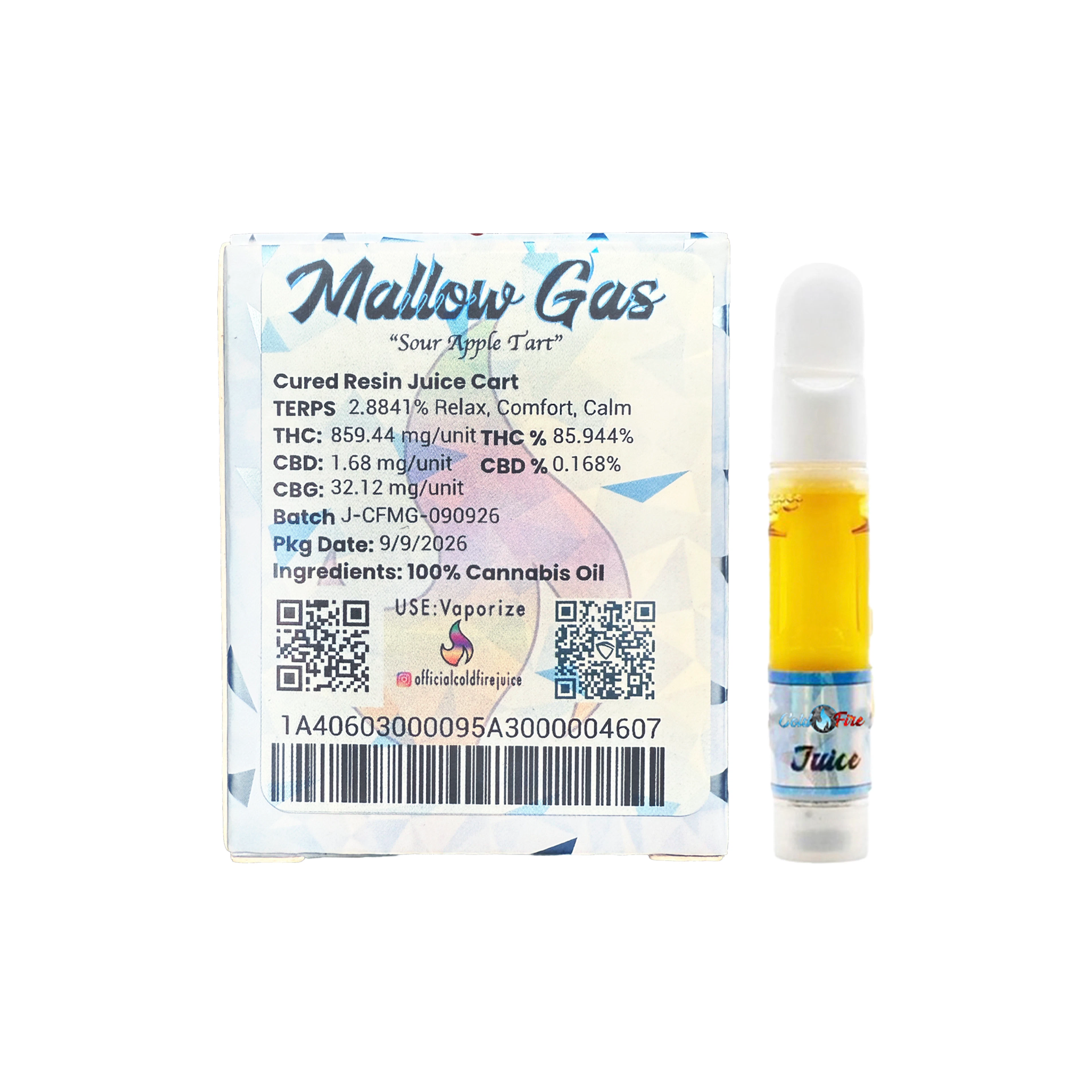ColdFire 'Mallow Gas' Cured Resin Juice Cartridge 1.0g