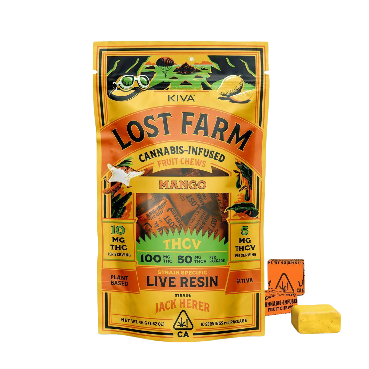 Lost Farm - Mango (Jack Herer) (S) | THCv Lost Farms Chews 100mg THC : 50mg THCv | Lost Farm Main Image