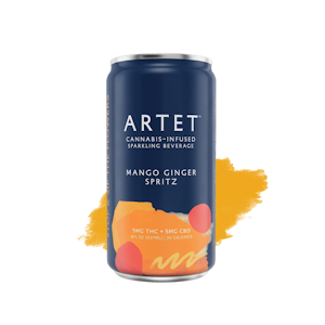 ARTET - Mango Ginger Spritz | Single 1:1 THC:CBD Infused Sparkling Beverage | Artet