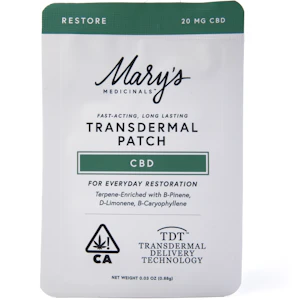 MARY'S MEDICINALS - Restore CBD 20mg Transdermal Patch - Mary's Medicinals
