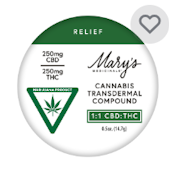 Mary's Medicinals-Topicals-Transdermal  Compound-Relief 250CBD:250THC