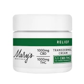 Mary's Medicinals - 2oz Transdermal Cream 1:1 1000mg (Fragrance Free)