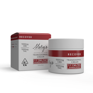 Mary's Medicinals - [Mary's Medicinals] Transdermal Cream 2oz - 2000mg - Sandalwood 'Recover' 1:1 (CBD:THC)