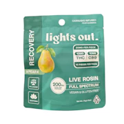 LIGHTS OUT: Pear Recovery 1:1 (THC:CBG) Live Rosin Gummies (H)