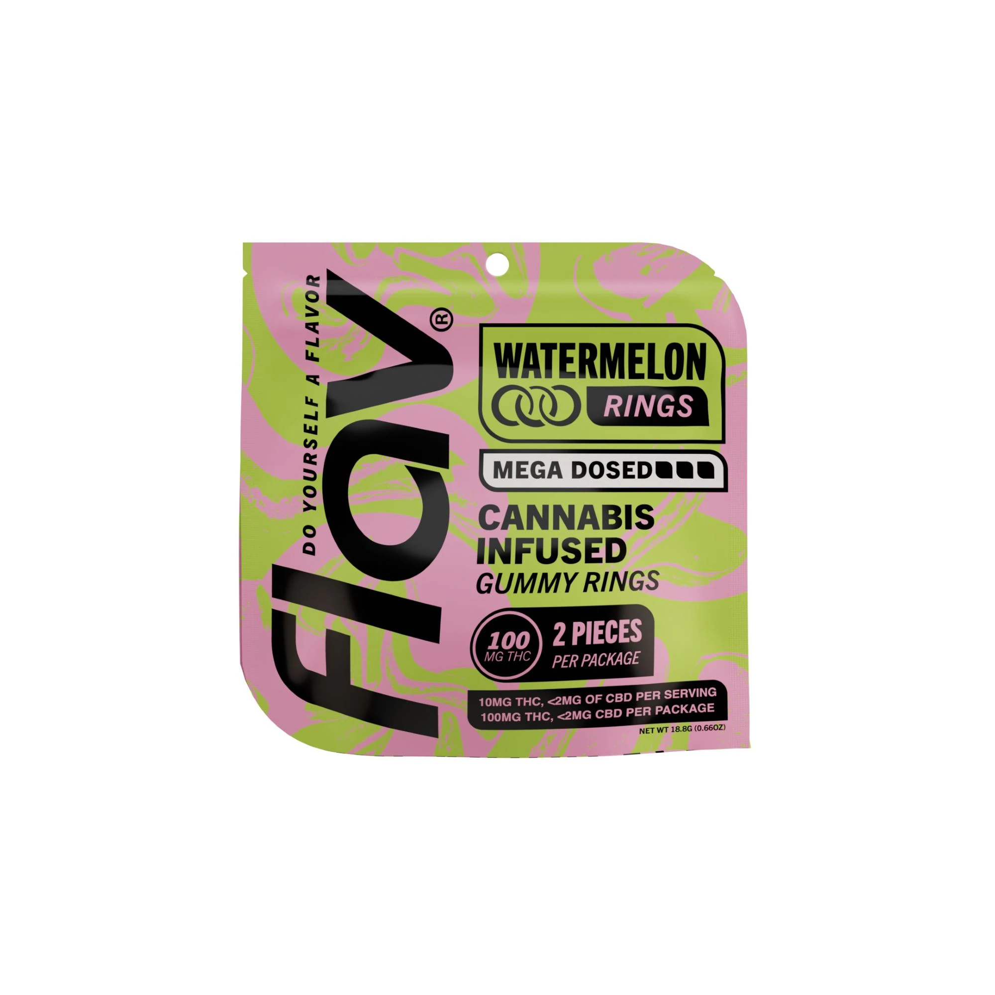 Flav - Watermelon Mega Rings | Gummy Rings | 100mg/2 Pieces | Flav Main Image