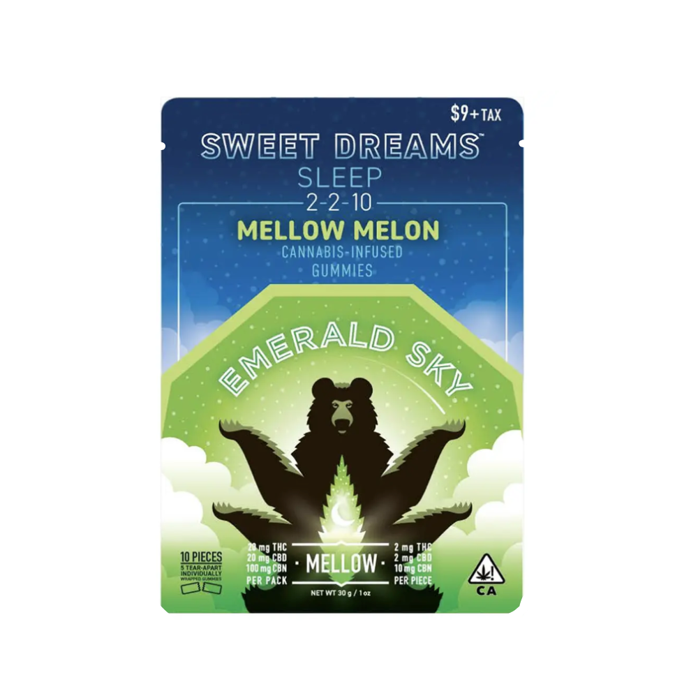 140mg THC:CBD:CBN Mellow Melon Gummies (4mg THC, 4mg CBD, 20mg CBN - 5 pack) - Emerald Sky picture
