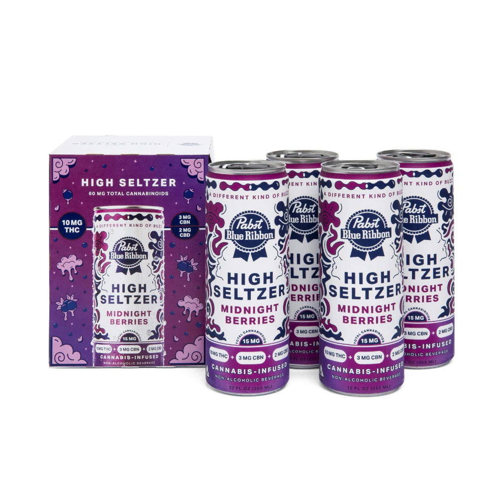 PABST BLUE RIBBON - 60mg THC:CBN:CBD Midnight Berries Beverage (10mg THC, 3mg CBN, 2mg CBD - 4 pack) - Pabst Main Image