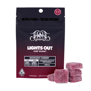 HEAVY HITTERS - Midnight Cherry (I) | Lights Out 1:1 THC:CBN 100mg Gummies | Heavy Hitters