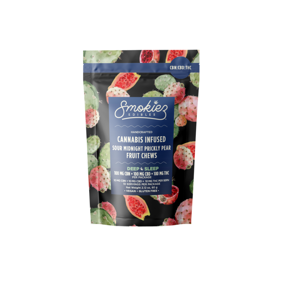 300mg 1:1:1 THC:CBD:CBN Sour Midnight Prickly Pear (10mg THC, 10mg CBN, 10mg CBD - 10 pack) - Smokiez picture