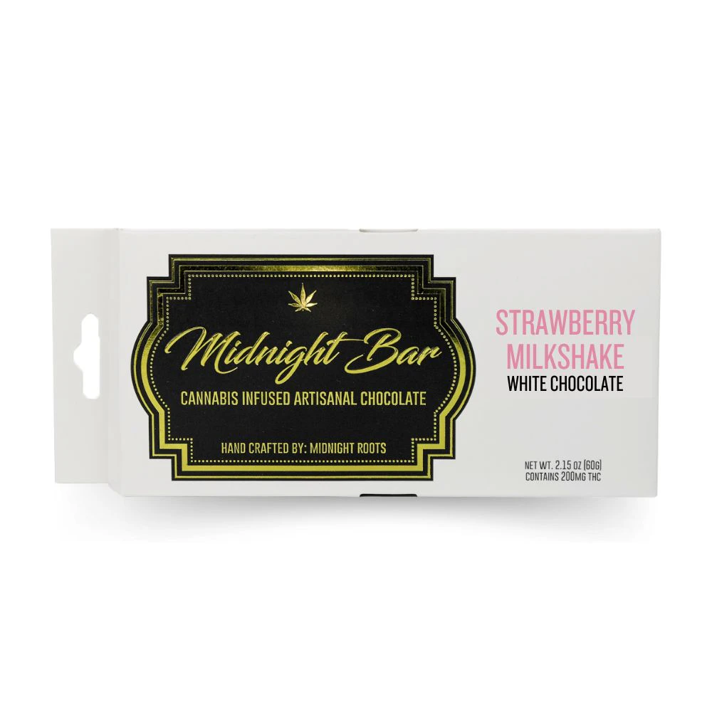 Midnight Roots - Strawberry Milkshake White Chocolate 200mg Bar - MIDNIGHT ROOTS Main Image