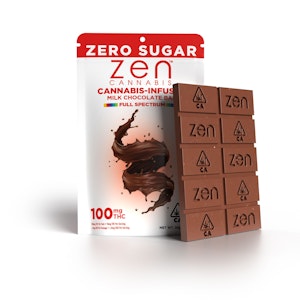 Zen - Zen Milk Chocolate Zero Sugar 100mg Edible