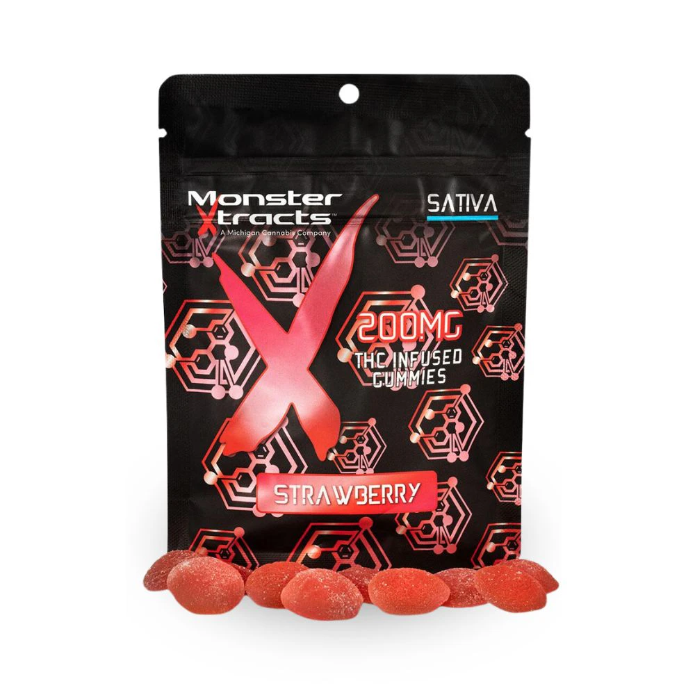 Monster Xtracts - Strawberry 200mg Gummies (10x20mg) - MONSTER XTRACTS Main Image