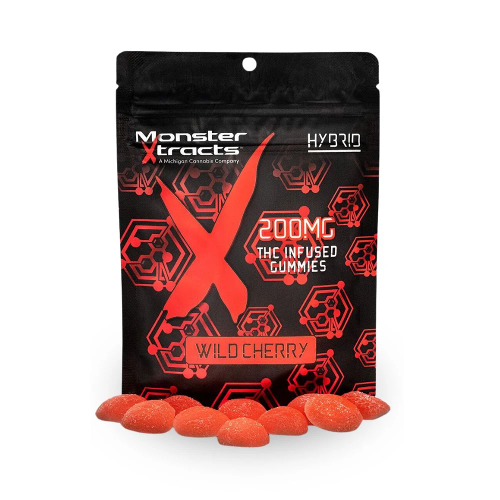 Monster Xtracts - Wild Cherry 200mg Gummies (10x20mg) - MONSTER XTRACTS Main Image