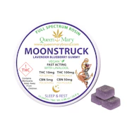 150mg 2:1 THC:CBN Moonstruck Lavender Blueberry Rosin Gummies (10mg THC + 5mg CBN, 10 pack) - Queen Mary